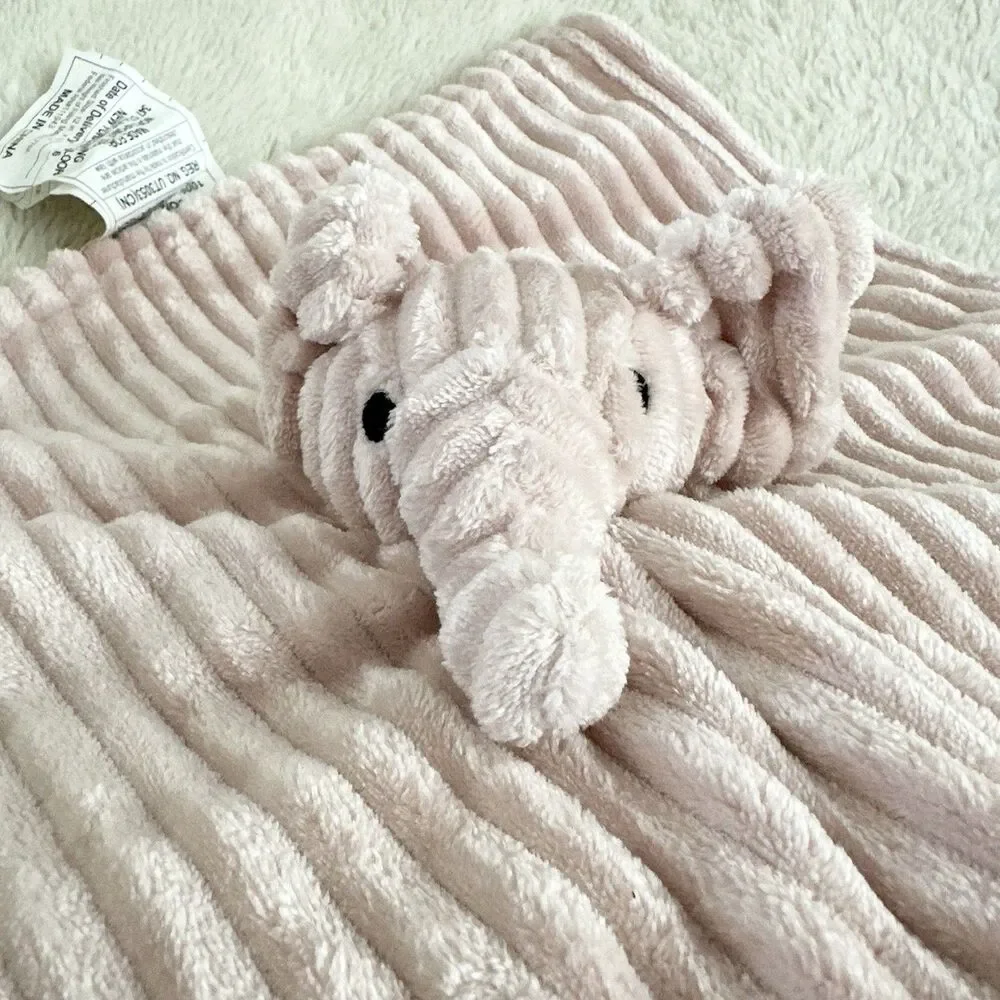 Mon Lapin Elephant Security Blanket Rose Mauve Corduroy Ribbed Lovey Pink 12”